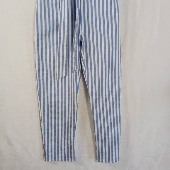 Main Strip, Blue & White Stripe, Off Shoulder Jumpsuit, Spaghetti Straps, Medium - Picture 7 of 14